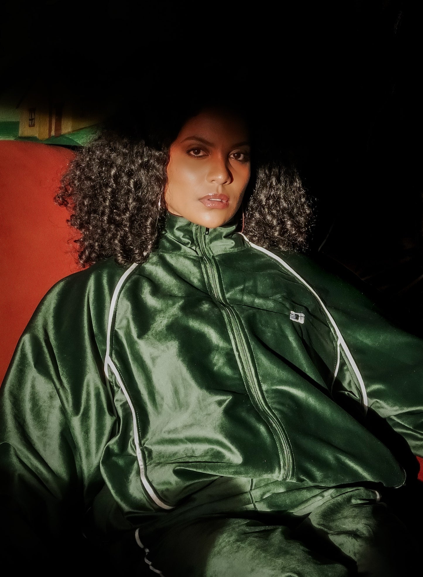 Emrald Green Nostalgia Velvet 2.0 Tracksuit Jacket (Unisex)