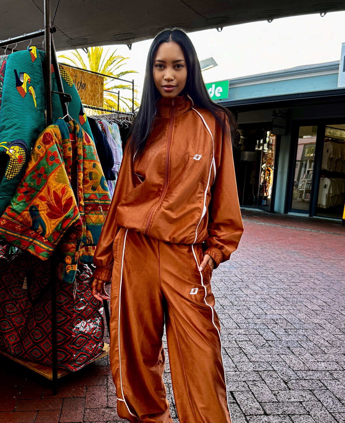 Tan Nostalgia 2.0 Velvet Tracksuit Jacket (Unisex)