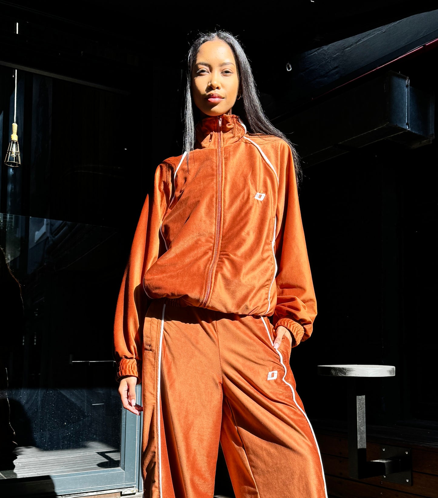 Tan Nostalgia 2.0 Velvet Tracksuit Jacket (Unisex)