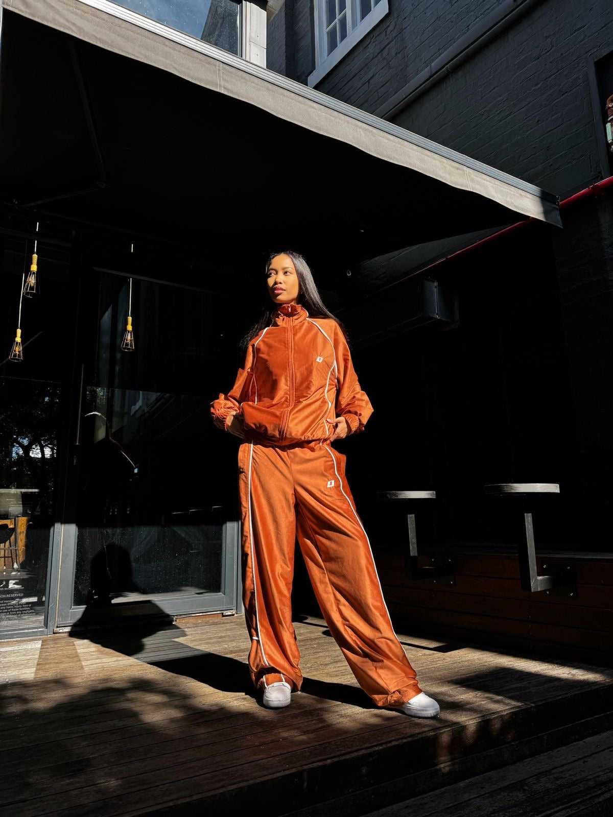 Tan Nostalgia 2.0 Velvet Tracksuit Jacket (Unisex)