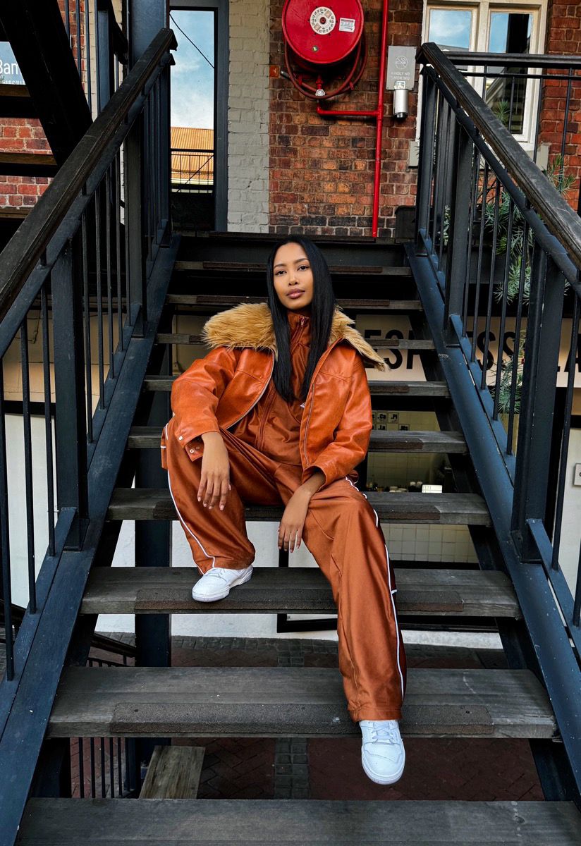 Tan Nostalgia 2.0 Velvet Tracksuit Pants (Unisex)